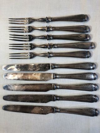 Set Of 11 Antique " Us & S " Sterling Silver Handle Butter Knives Forks Flatware