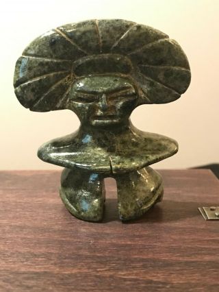 Aztec Emerald Jade Stone Carving,  Vintage Piece From The 1950 