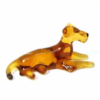 Middle Russian Art Glass Figurine Dog - Irish Terrier Lying.  Handmade 195