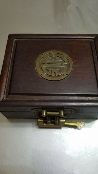 Vintage Chinese Rosewood Jewelry Box With Longevity Sym Look 6x5.  5 X 3 "