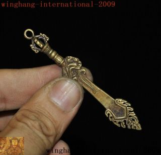 Old Tibet Buddhism Pure Bronze Manjushri Tara Sword Vajra Phurpa Amulet Pendant