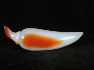 Exquisite Chinese Nature Agate Snuff Bottle Snuff Vial Hand - Carved Chili Shape A