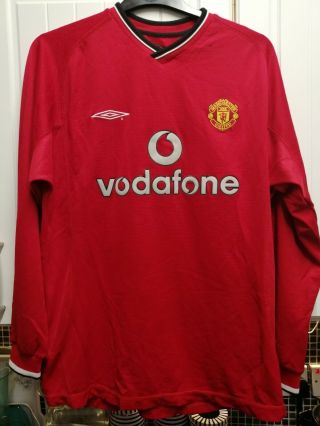 Vintage Manchester United Football Long Sleeved Umbro Shirt 2000 Large Mens