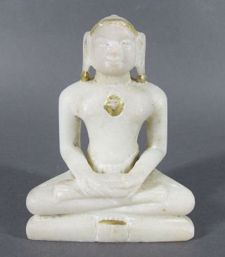 Alabaster Jain Tirthankara Svetambara Mahavira Stone Statue - Uttar Pradesh Yqz