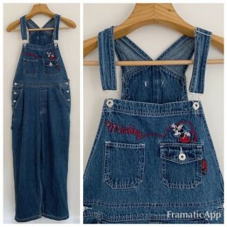 Vtg 1990’s Mickey Mouse Unlimited Disney Women Bib Overall Jeans Sz L Carpenter