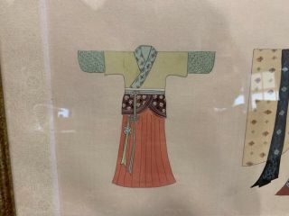 RARE Antique Chinese painting 3 silk robes Kimonos 15.  5x27” QUALITY 2