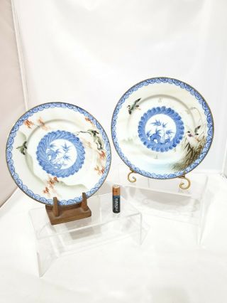 Stunning Pair Meiji Japanese Antique 19th/ 20thc Seto Signed Small Plates 7.  25 "