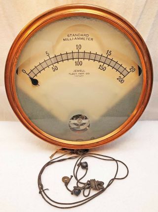 Vtg Large Jewell Ammeter Gauge Electrical Scientific Instrument Steampunk Copper