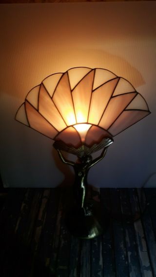 VINTAGE Art Deco Style NUDE WINGED LADY TABLE LAMP L&L WMC 2