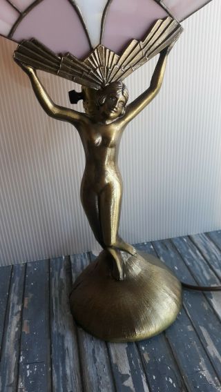 VINTAGE Art Deco Style NUDE WINGED LADY TABLE LAMP L&L WMC 3