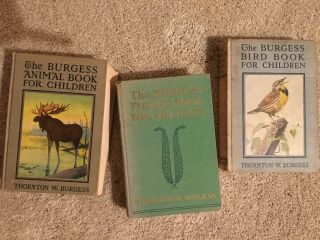 Vintage The Burgess Animal Book,  Bird Book,  & Flower Book For Children,  Set Of 3
