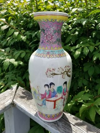Antique Chinese Famille Rose Porcelain Vase Estate Find Exc