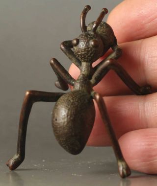 Old Chinese Bronze Copper Fengshui Wealth Animal Ant Statue Incense Stick Holder