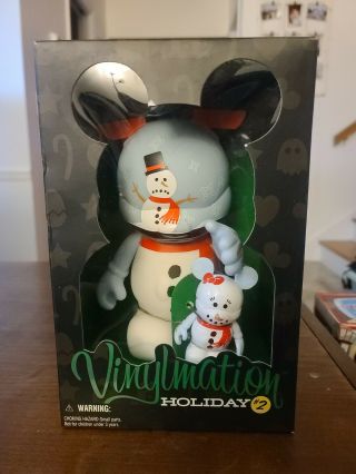 Disney Vinylmation 9 " Park Set 2 Holiday Snowman With 3 "