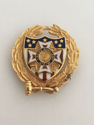 Vintage 10k Gold Filled Ladies Auxiliary Vfw Veterans Of Foreign Wars Pin