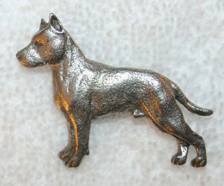 Amstaff American Staffordshire Terrier Dog Fine Pewter Pin Jewelry Art Usa Made