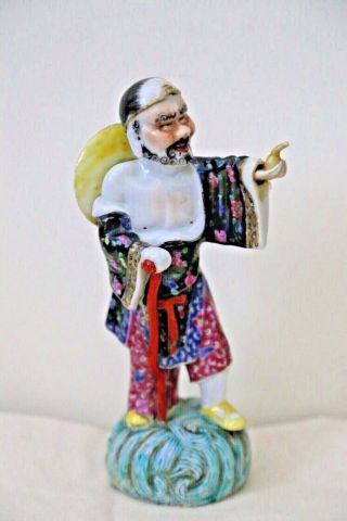20th C Antique Chinese Hand Paint Famille Porcelain Human Figure Statue