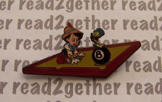 Disney Pin Pinocchio And Jiminy Cricket Pool Table