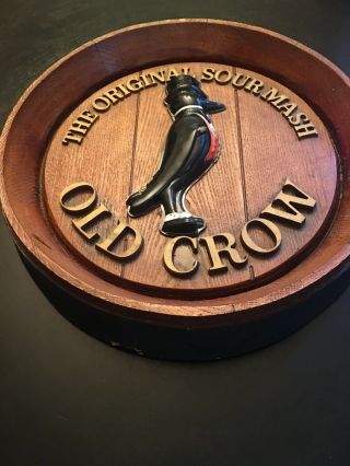 Vintage Old Crow Whiskey Barrel Sign The Sour Mash 15” Kentucky Whiskey 3