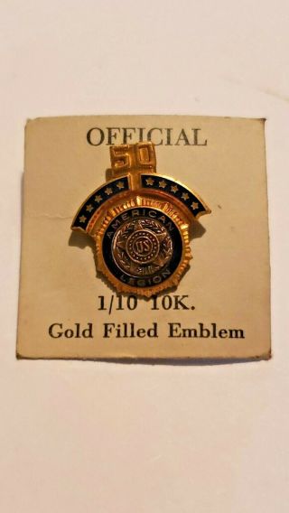 1/10 10k Gold Filled American Legion Service Pin For 50 Years 5/8 "