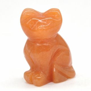 1.  5 " Stone Carving Cat Figurine Orange Aventurine Crystal Healing Gemstone Decor