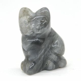 1.  5 " Stone Carving Cat Figurine Flash Labradorite Crystal Healing Lovely Decor