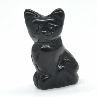 1.  5 " Stone Carving Cat Figurine Black Obsidian Crystal Healing Gemstone Decor