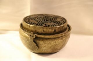 Large Antique Chinese Bronze Hand Warmer 2