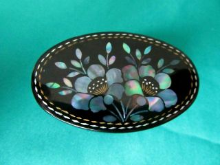 Vintage Chinese Ornately Inlaid - Mother Of Pearl - Lacquer - Box With Lid
