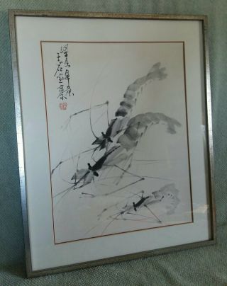 Vintage Framed & Matted Japanese Woodblock Print 17 1/2 " X 21 1/2 "