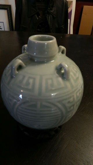 A Chinese CELADON GREEN WINE BOTTLE made AROUND 1940 - 50 2