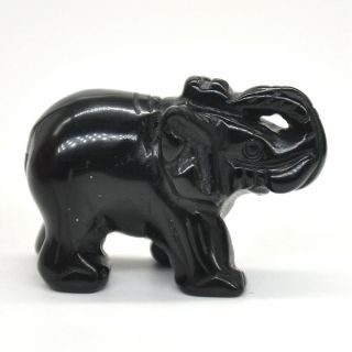 2 " Elephant Figurine Black Obsidian Crystal Healing Animal Carving Lucky Decor