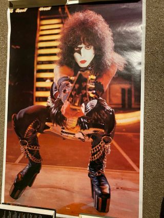 Kiss Vintage 1977 77 Alive Ii Paul Stanley Nos Aucoin Mgt Live Poster -