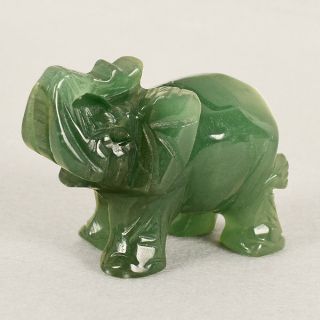 Hand Carved Green Aventurine Jade Stone Craving Lucky Elephant Feng Shui Statue