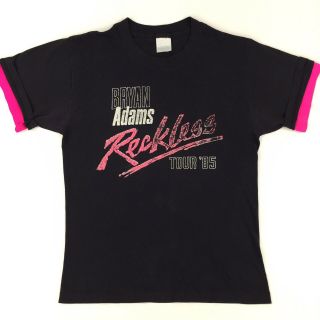 Vintage Bryan Adams Reckless 1985 Tour Concert T - Shirt Medium Single Stitch Pink