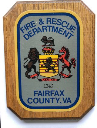 Fairfax County Va,  Fire And Rescue Department Plaque - Firefighter