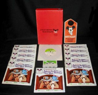 Vtg Disney Read - Along Kit Johnny Fedora & Alice Blue Bonnet Book Cassette Record