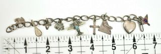 Vintage Sterling Silver Military Bracelet With Charms Wwii Air Force Dog,  Hearts