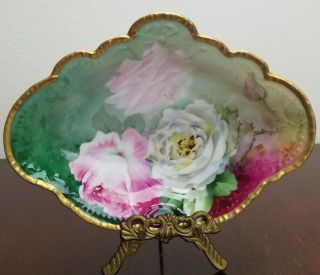 Ginori Firenze Ware - Vintage Porcelain Dish - Hand Painted Roses Italy Signed