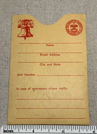 Vintage Nos 1950s Boy Scouts Of America Membership Card Carry Sleeve Bsa Badge