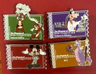 Disney Set Of 4 Museum Of Pin - Tiquities Chip Dale Goofy Mickey Figment L.  E.  Pins