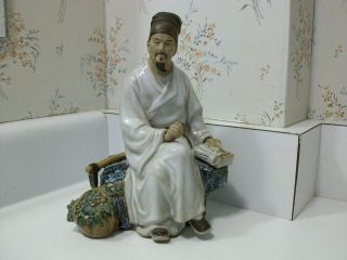 Vintage Large Chinese Shiwan Scholar Mudman Men Asian Statue Figure China 210