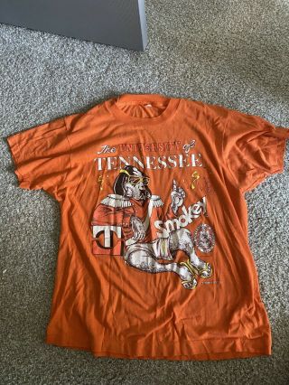 Tennessee Vols Volunteers T Shirt Orange Smokey Vintage Classic Large 1989 1794
