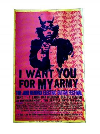 Jimi Hendrix Vintage Poster 70/500 Electric Guitar Festival Seattle