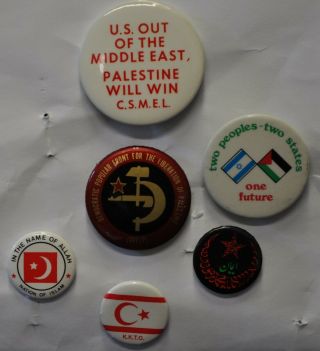 6 Vintage 1970 - 80 ' s Middle East Peace Political Cause Pinback Buttons & Sticker 2