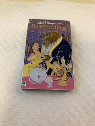 Disney Pin Vhs Tape Movie Le 1500 Beauty And The Beast Disneyland Exclusive