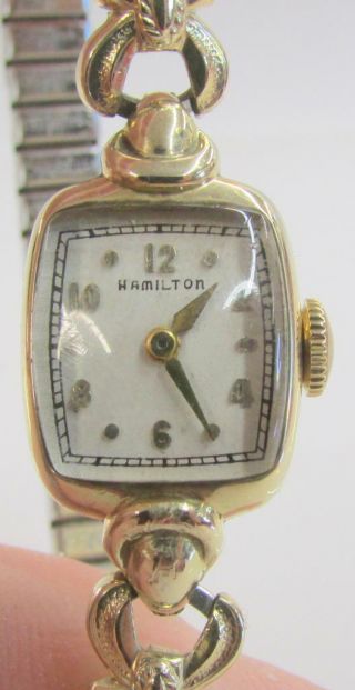 14k Yellow Gold Vintage Ladies Hamilton Wrist Watch