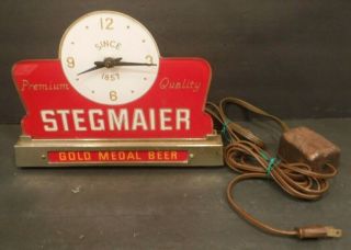 Vintage Stegmaier Gold Medal Beer Light Up Sign Clock Cash Register Topper