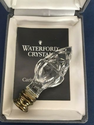 Vintage Irish Waterford Crystal Acorn Lamp Finial W/ Gray Velvet Box 3 1/4 "