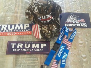 President Donald Trump 2020 Flag Camouflage Cap,  Lanyard,  Stickers